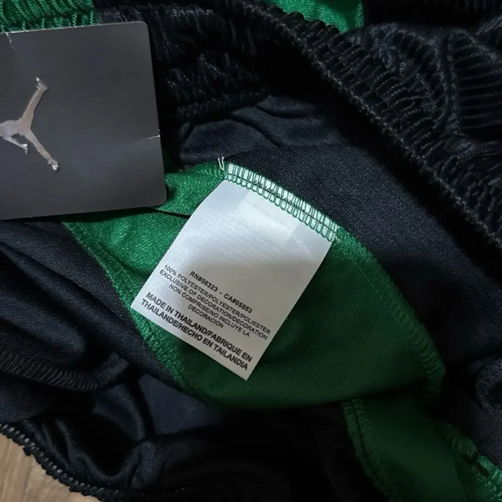 2009 Air Jordan Green Black Mesh Silky Dazzle Baggy Vintage Shiny Y2K Shorts